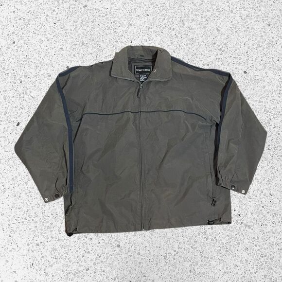 North Bay Mens Sz L Jacket Coat Green Dark Zip - Picture 1 of 5